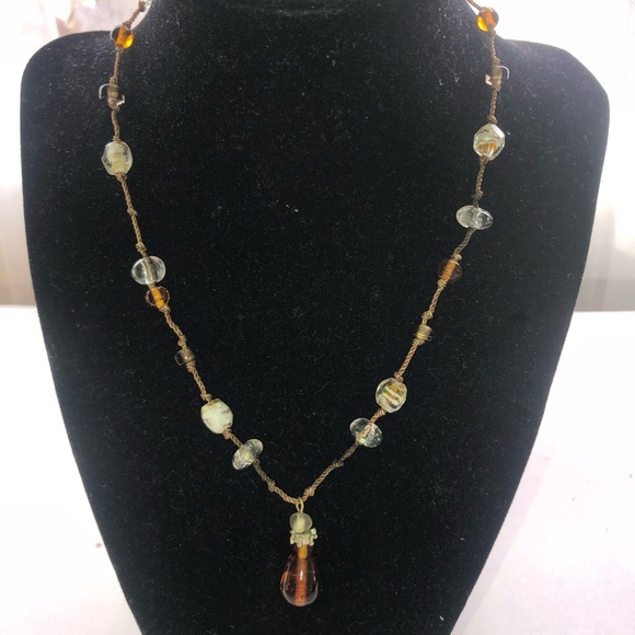 Elegant Beaded Necklace with Amber Accents - Picture 1 of 6